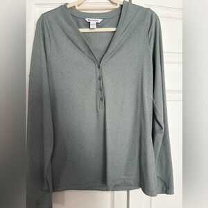 ATHLETA ribbed long sleeve henley shirt.